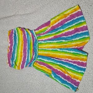 Love Rainbow Tie-Dye Strapless Romper with Pockets Women's Size Small